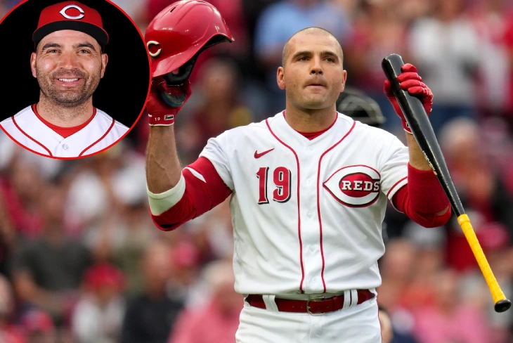 Joey Votto, Cincinnati Reds first baseman, swinging bat at home plate